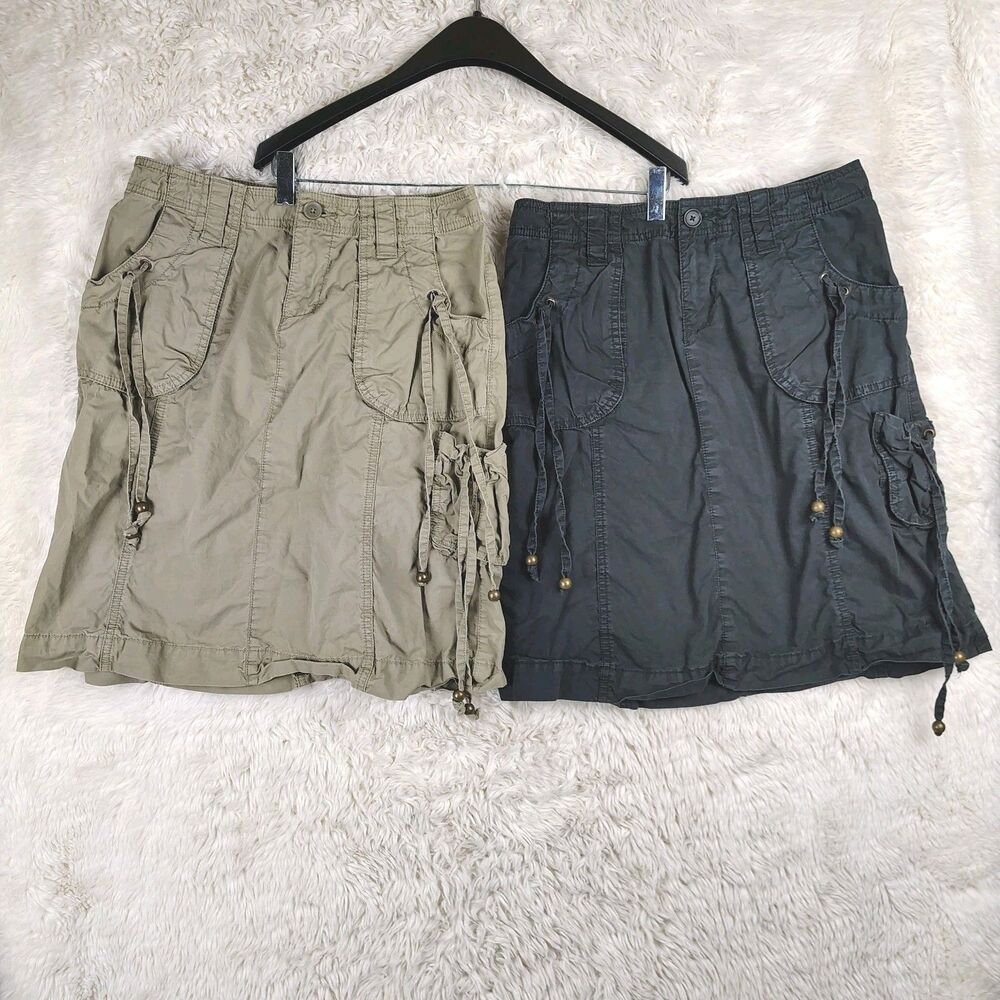RARE 🔥 Bundle Of 2 Vtg Y2K Tommy Hilfiger Cargo Skirts Grunge Streetwear Sz 0